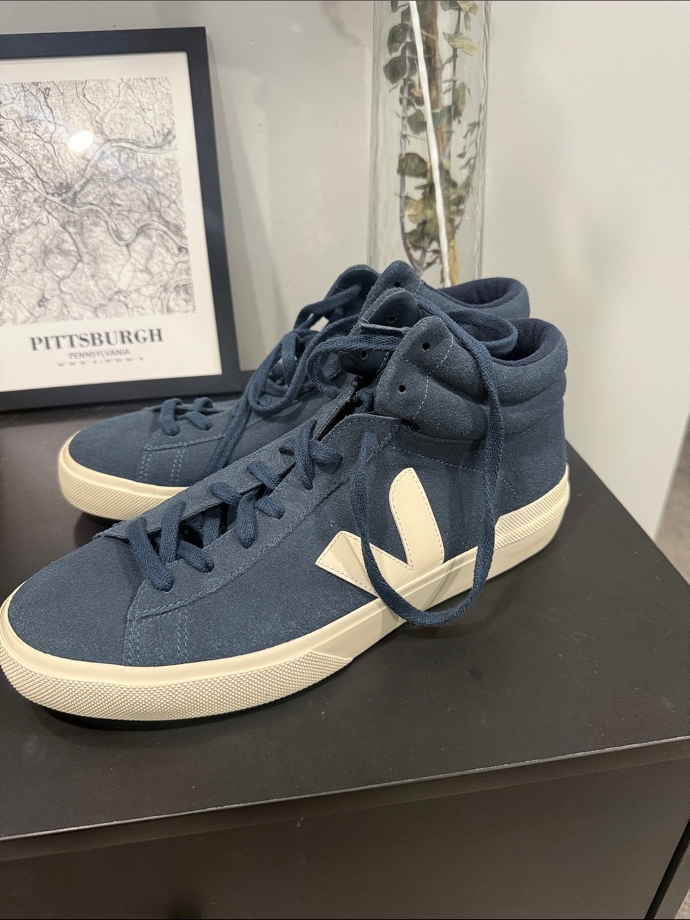 Men's Veja navy suede sneaker brand new